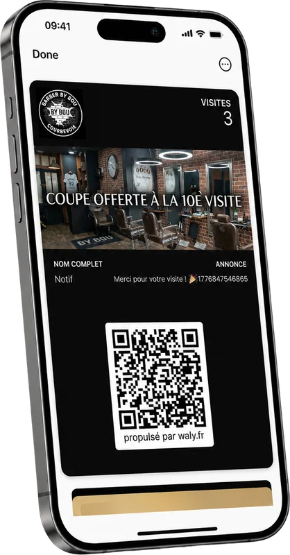 Carte de fidélité Wallet réalisée pour Barber by Bou · Barbershop