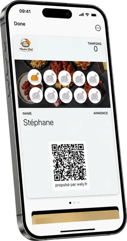 Carte de fidélité Wallet réalisée pour Master Chef · Fast food